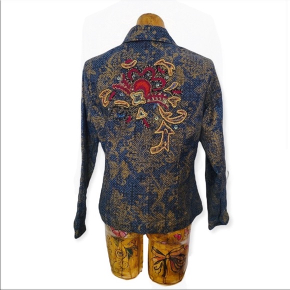 SOLD 🚨 Chico's Jacket Sz 1 MEDIUM long sleeve zip front - Picture 2 of 8